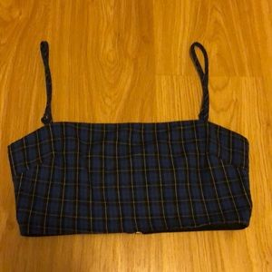 Tiger mist blue plaid bandeau top